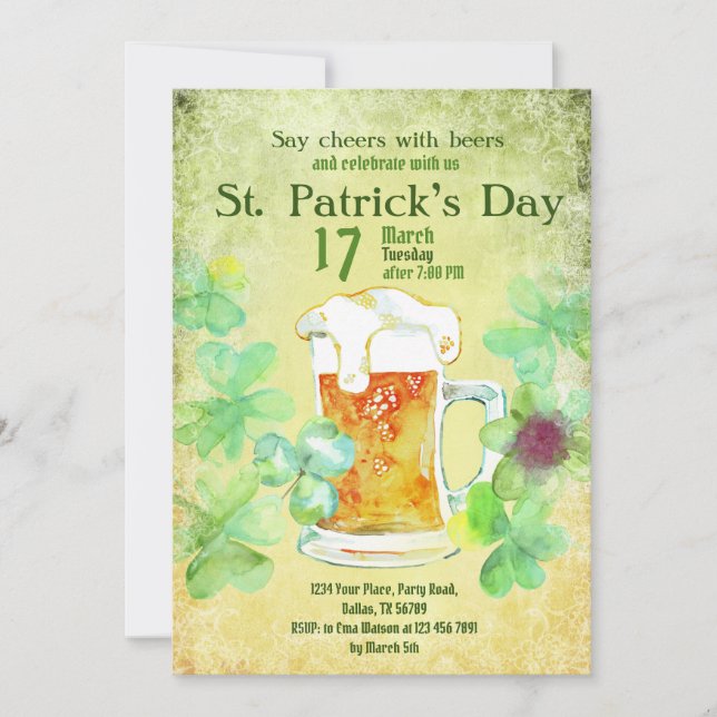 St Patrick's Day Template, Party bjudan, Inbjudningar (Framsida)
