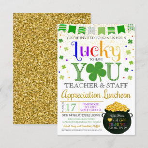 St. Patricks Day Théacher Lärares uppskattning Inbjudningar