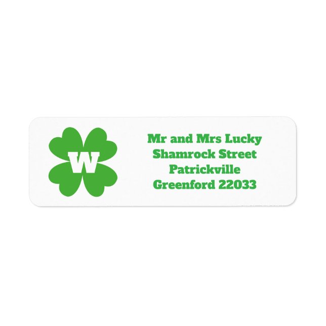 St Patrick's Day Themed Address Label Returadress Etikett (Framsidan)