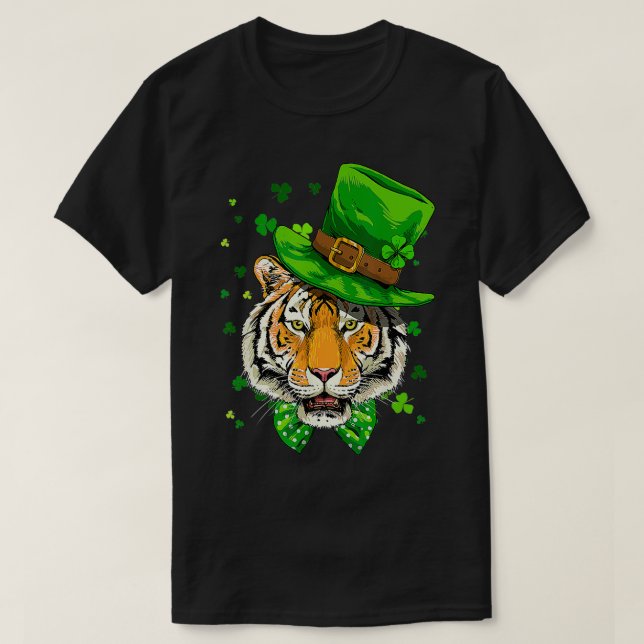 St patricks day Tiger Shamrock Tiger Älskare Irish T Shirt (Design framsida)