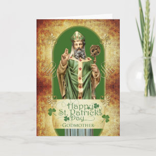 St. Patrick's Day till gudmor med helgonstatyett Kort