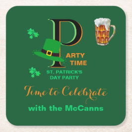 St. Patrick's Day Time to Celebrate    Underlägg Papper Kvadrat