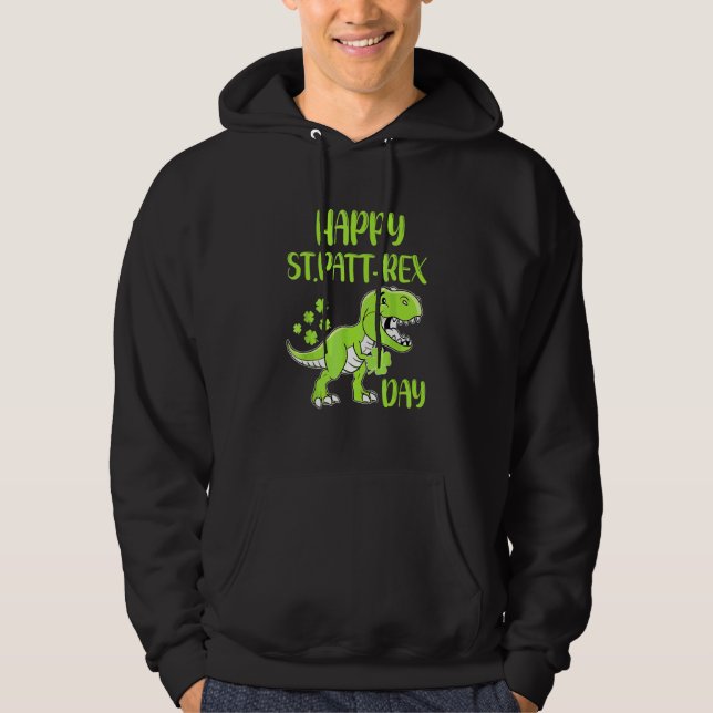 St patricks day Toddle, lycklig St Pat T Rex Day D Hoodie (Framsida)