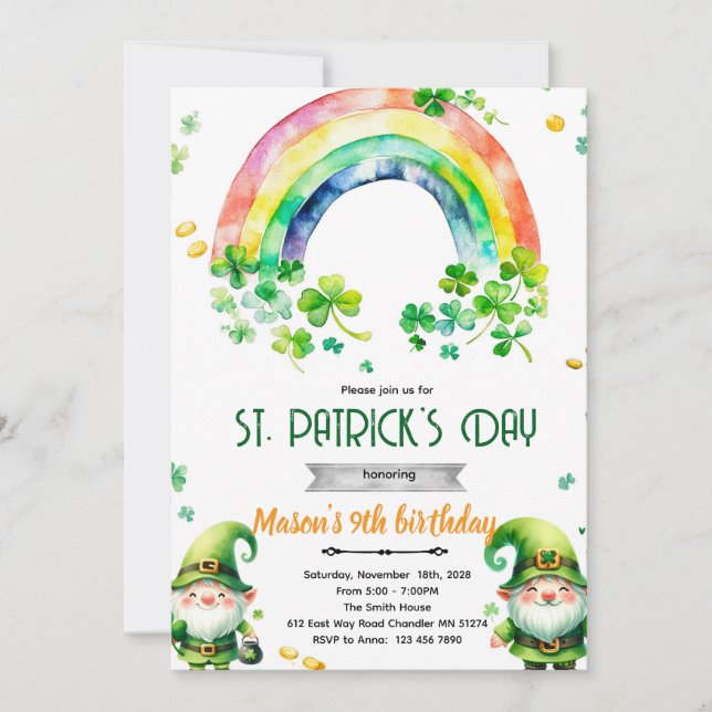 St Patricks Day tomte festinbjudan Inbjudningar (Framsida)