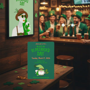 St. Patrick's Day Tomte Grön Inbjudan