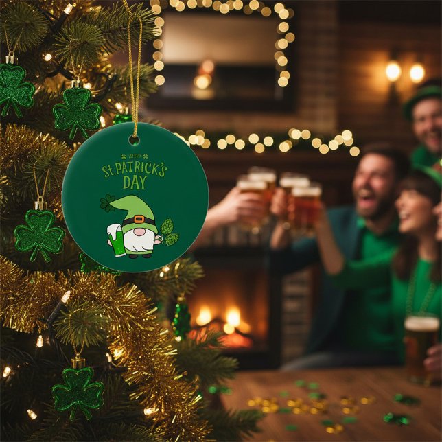 St. Patrick's Day Tomte Grön Julgransprydnad Keramik (Skapare uppladdad)