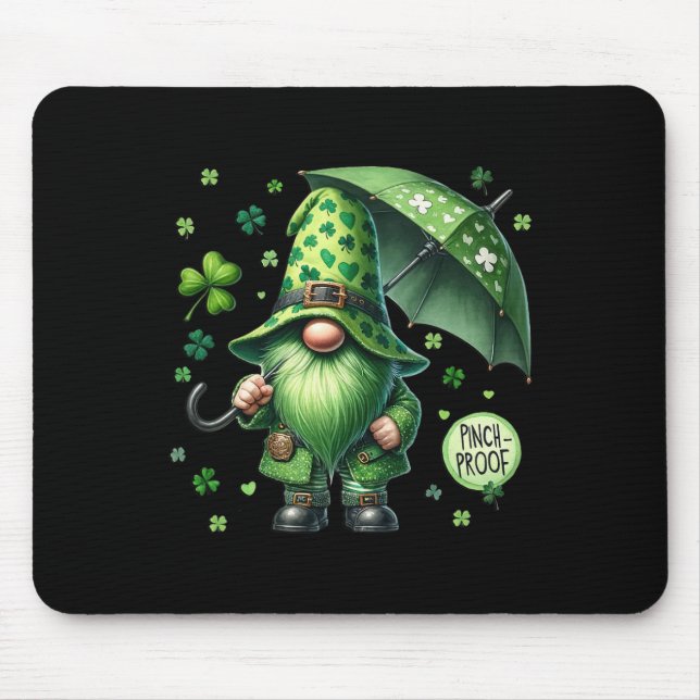 St Patricks Day Tomte Med Grönt Skägg Rolig Nypnin Musmatta (Framsidan)