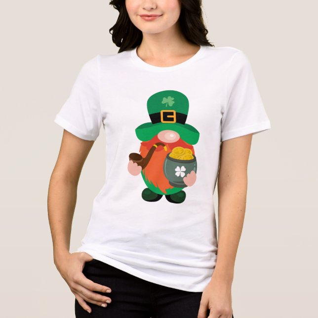St. Patrick's Day Tomte med Guldskål T Shirt (Framsida)