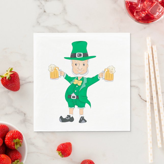 St Patrick's Day Tomte med ölkrus Pappersservett (Skapare uppladdad)