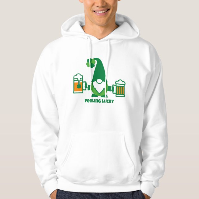 St. Patrick's Day Tomte med ölmugg Hoodie (Framsida)