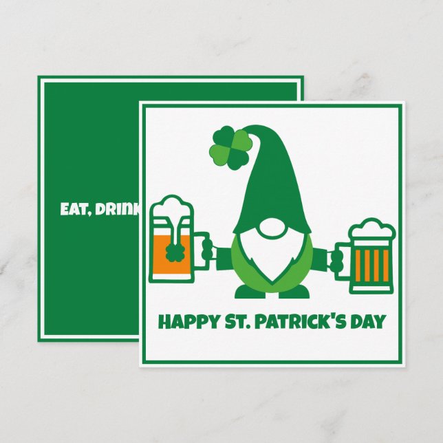 St. Patrick's Day Tomte med ölmugg Julkort (Fram/baksida)