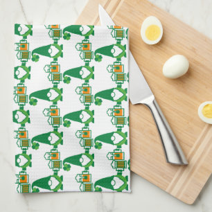 St. Patrick's Day Tomte med ölmugg Kökshandduk