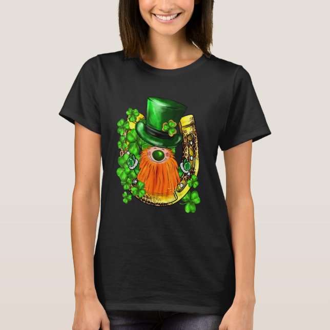 St. Patricks Day Tomte Shamrocks Hästsko Irländsk  T Shirt (Framsida)