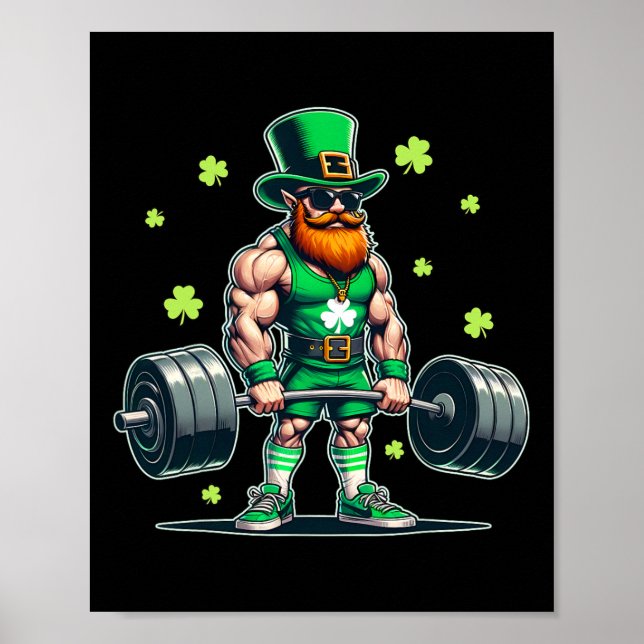 St Patricks Day Träning Viktlyftning Saint Paddys Poster (Framsidan)