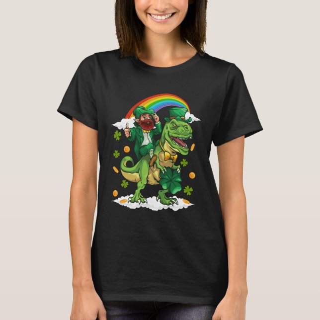 St Patricks Day Trex Dino Leprechaun Rex Dinosaur  T Shirt (Framsida)