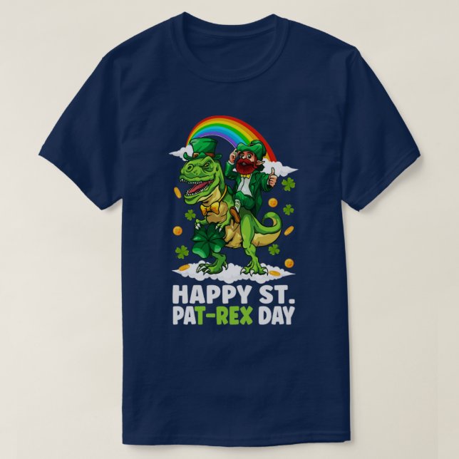 St patricks day Trex Dino Leprechaun T Rex Dinosau T Shirt (Design framsida)