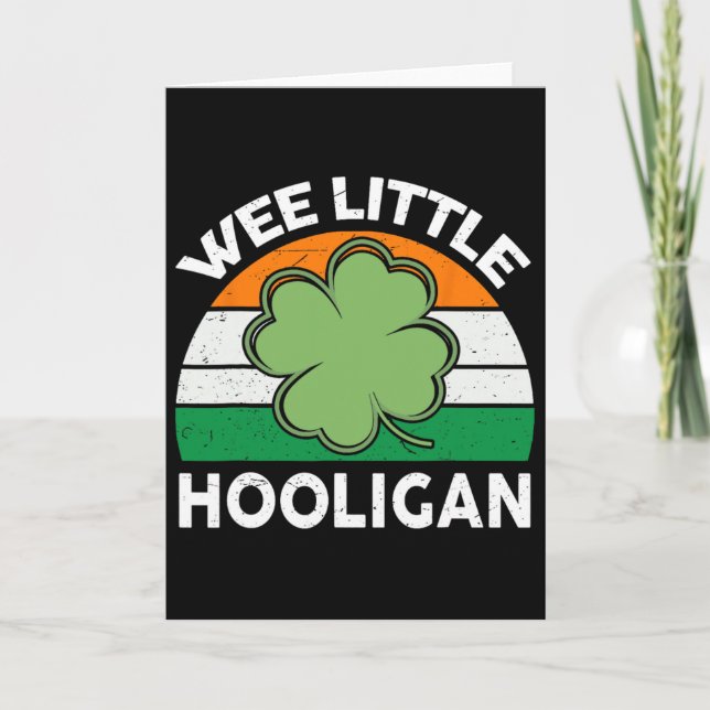 St Patricks Day Tröja Wee Little Hooligan Rolig Bo Kort (Framsida)