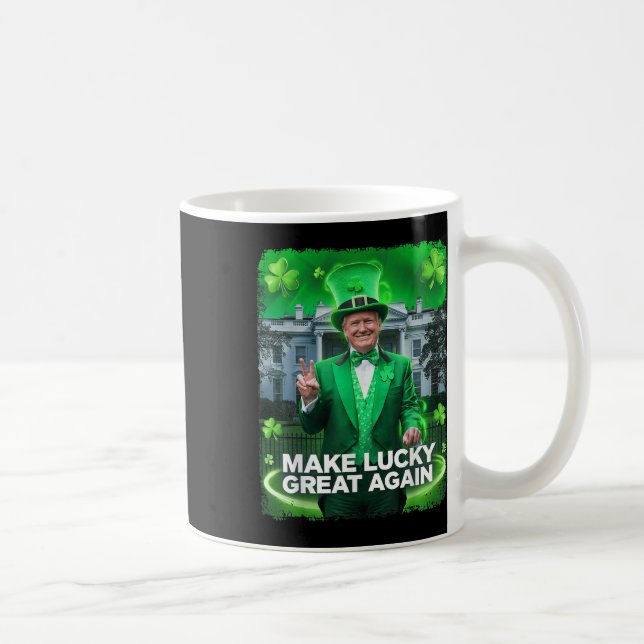 St patricks day Trump Leprechaun Hat Make Lucky Kaffemugg (Höger)