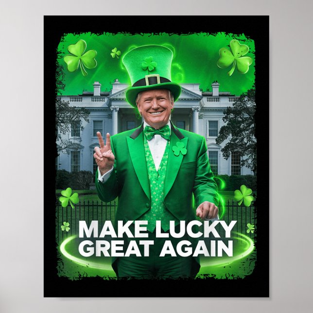 St patricks day Trump Leprechaun Hat Make Lucky Poster (Framsidan)