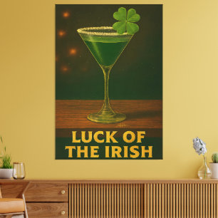 St. Patrick's Day Tur För Irland Klöver Martini Canvastryck