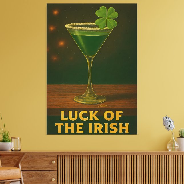 St. Patrick's Day Tur För Irland Klöver Martini Canvastryck (Insitu (Vardagsrum))