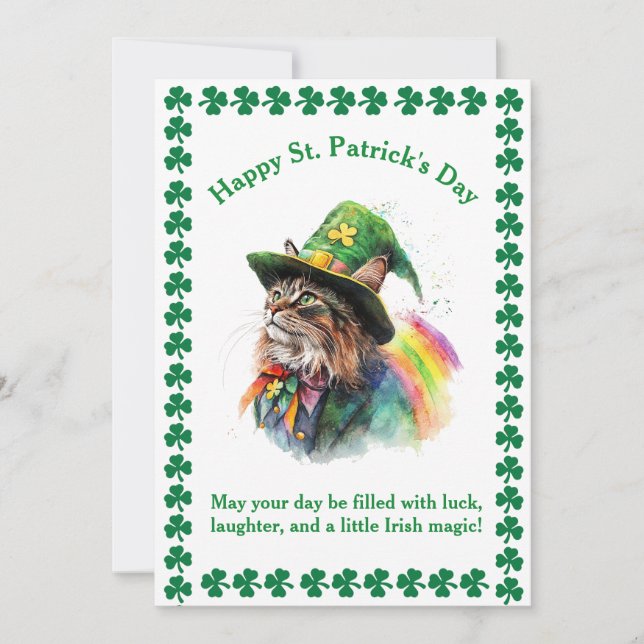 St. Patrick's Day Tur lyckönskan för kattälskare Julkort (Framsida)