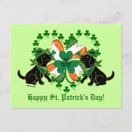 St. Patrick's Day Två Black Labradors Vykort