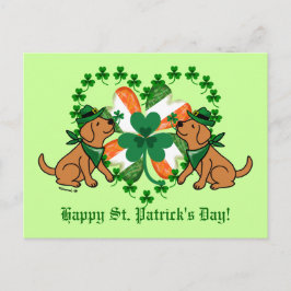 St. Patrick's Day Två Fox Röda Labradors Vykort