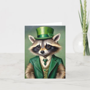 St. Patricks Day Tvättbjörn Kort