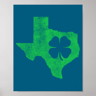 St. Patrick's Day Tx Texas Shamrock Grön Irländsk Poster