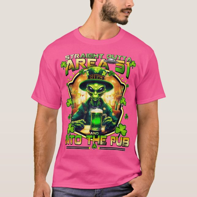 St. Patricks Day Ufo Rak Outta Area 51 T Shirt (Framsida)
