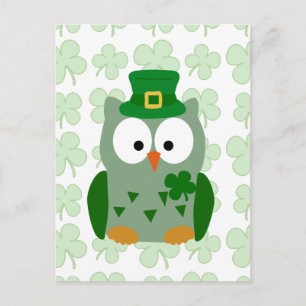St. Patrick's Day Uggla Vykort