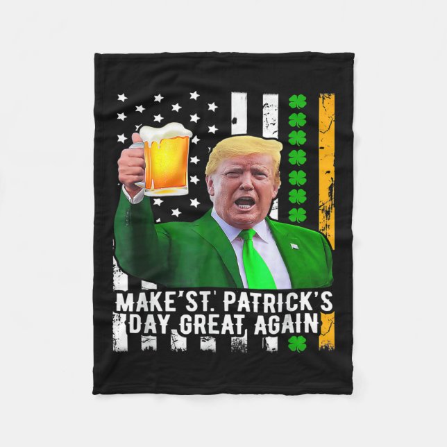 St patrick's day Underbar igen Lustigt Trump 1 Fleecefilt (Framsidan)