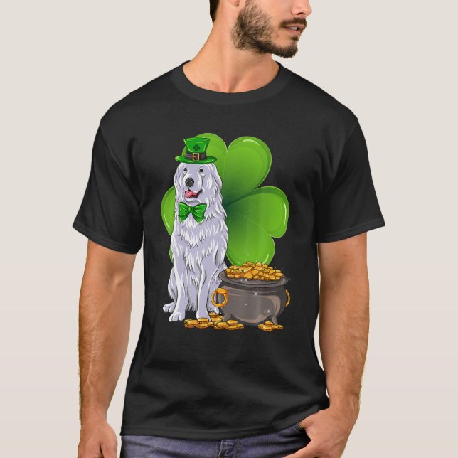 st patrick's day Underbar Pyrenees Shamrock Pet Hu T Shirt (Framsida)