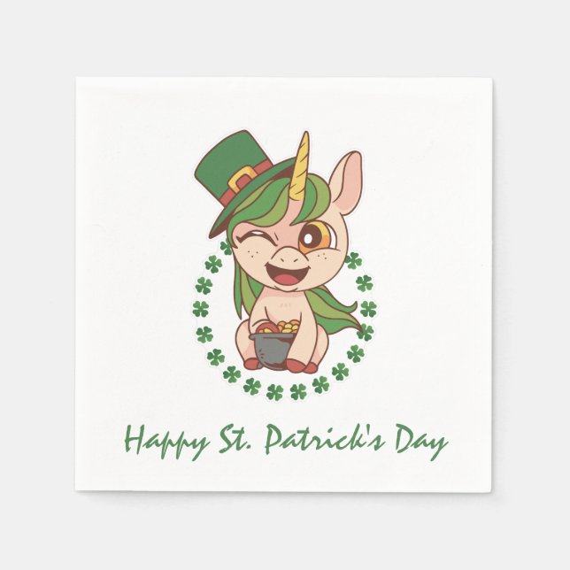 St patricks day Unicorn Pappersservett (Framsidan)