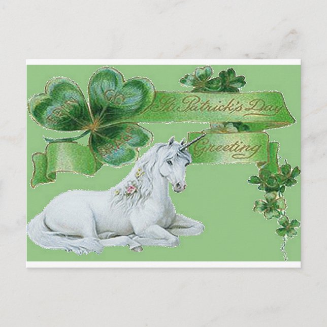 St patrick's day Unicorn Vykort (Framsida)