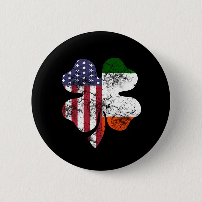 St patrick's day US och Irland Flagga Knapp (Framsida)