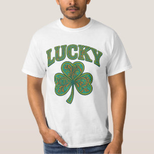 St. Patrick's Day Utförlig Lucky Shamrock-konst T Shirt