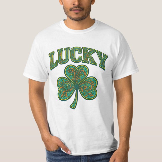 St. Patrick's Day | Utförlig Lucky Shamrock-konst  T Shirt (Framsida)