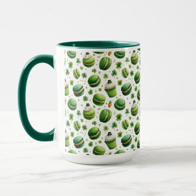 St. Patrick's Day Vattenfärg Macaron & Shamrock  Mugg (Vänster)