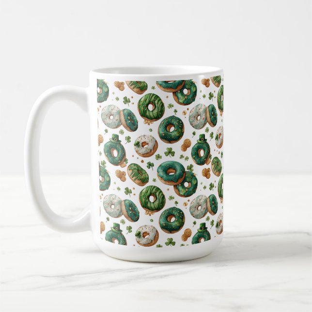 St Patricks Day Vattenfärg Munk & Shamrock Kaffemugg (Vänster)