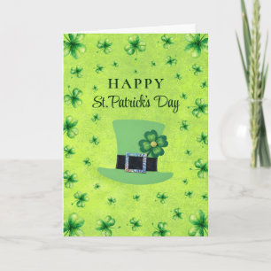 St. Patrick's Day Vattenfärg Shamrock på grön Kort