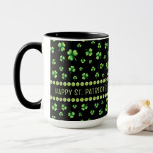 St. Patrick's Day Vattenfärg Shamrock på svart