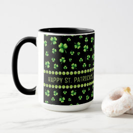 St. Patrick's Day Vattenfärg Shamrock på svart Mugg