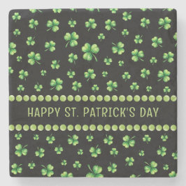 St. Patrick's Day Vattenfärg Shamrock på svart Stenunderlägg