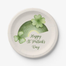 St. Patrick's Day – Vattenfärg Shamrock Regnbåge