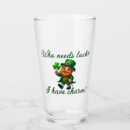 St Patricks Day Vem behöver tur Jag har charm Glaskopp