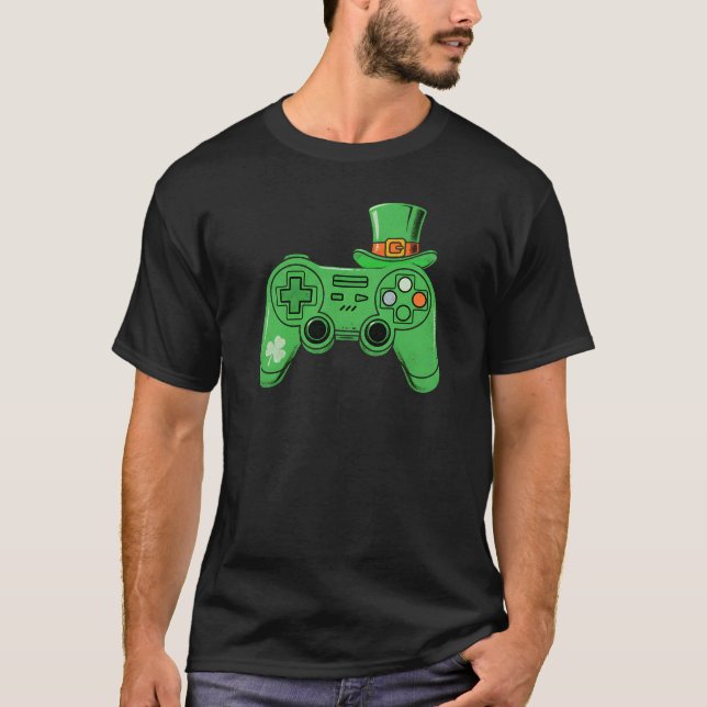 St Patricks Day Video Game Controller Art T Shirt (Framsida)