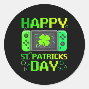 St patrick's day Video Game Gamer Shamrock Boys Me Runt Klistermärke