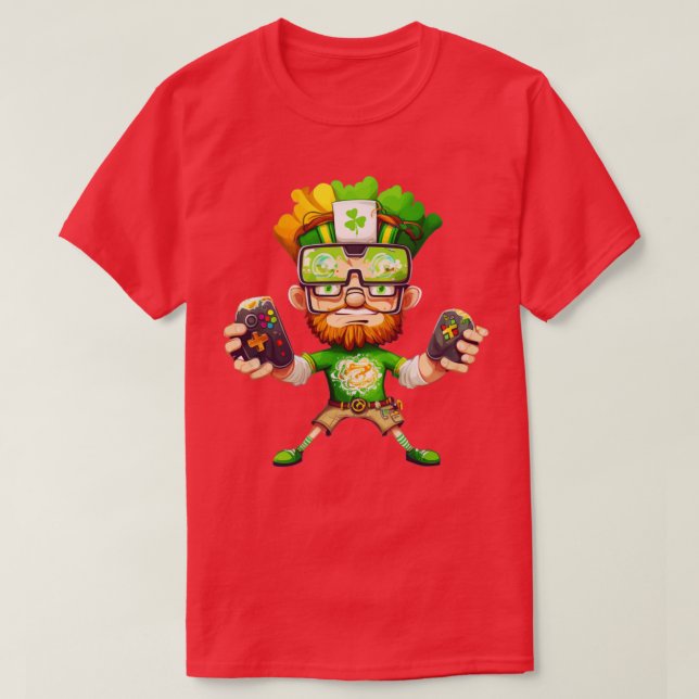 St patricks day Video Game Shirt Gamer Leprechaun2 T (Design framsida)